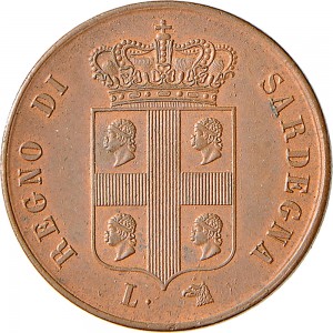 1009D 3 centesimi 1842 Valore Torino Rame