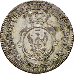 316R 7,6 soldi 1756 Scudo ovale a cartoccio Torino Mistura di argento