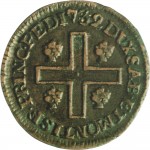 384R Cagliarese da 2 denari 1732 Croce piana 1° tipo Torino Rame