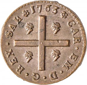 450D Cagliarese da 2 denari 1763 Nodo di Savoia Torino Rame