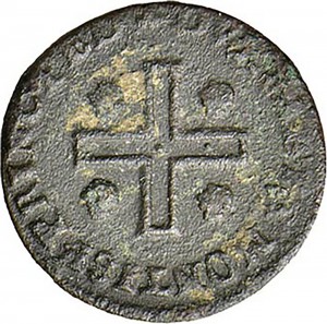 391R Mezzo cagliarese da 1 denaro 1736 Croce piana 1° tipo Torino Rame