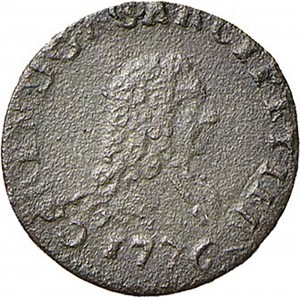 391D Mezzo cagliarese da 1 denaro 1736 Croce piana 1° tipo Torino Rame