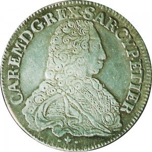76D Mezzo scudo da 2,10 lire 1733 Scudo sagomato Torino Argento
