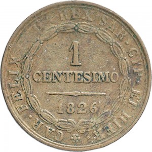 884D Centesimo 1826 Scudo triangolare rialzato Genova Rame