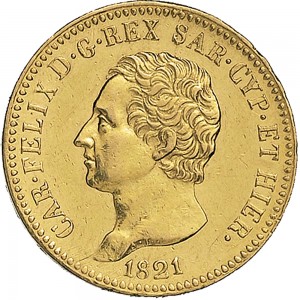 800D 20 lire 1821 Scudo svizzero Torino Oro