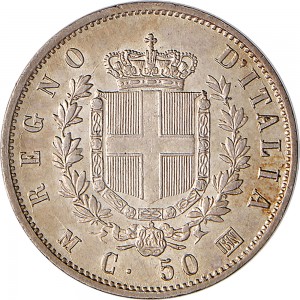 1195R 50 centesimi 1863 Scudo sannitico 2° tipo Milano Argento