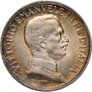 1432D 1 lira 1915 Italia su quadriga briosa Roma Argento