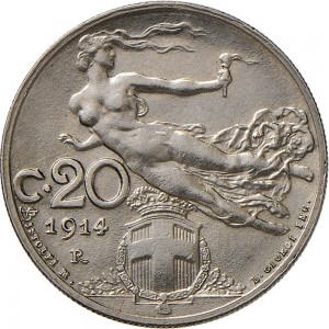 1479R 20 centesimi 1914 Libertà librata Roma Nichelio