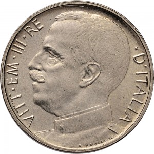 1450D 50 centesimi 1920 Giustizia su quadriga di leoni Roma Nichelio