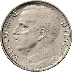 1469D 50 centesimi 1934 Giustizia su quadriga di leoni Roma Nichelio