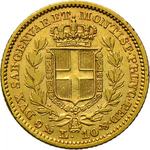 937R 10 lire 1844 Scudo sannitico Genova Oro