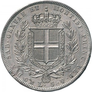 951R 5 lire 1836 Scudo sannitico 4° tipo Genova Argento
