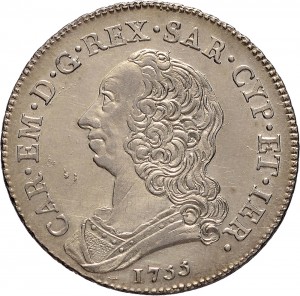 271D Mezzo scudo da 3 lire 1755 Scudo rotondo Torino Argento