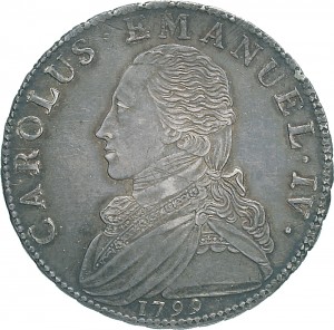 726D Mezzo scudo da 3 lire 1799 Scudo rotondo Torino Argento