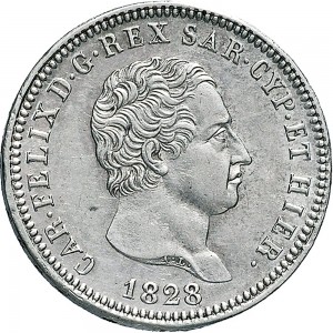 844D 2 lire 1828 Scudo svizzero Torino Argento