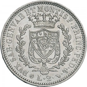 846R 2 lire 1830 Scudo svizzero Torino Argento