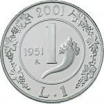2354R 1 lira 2001 Storia della Lira (Cornucopia) 3° tipo Roma Argento