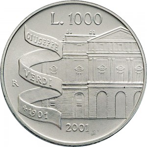 2556R 1.000 lire 2001 Giuseppe Verdi Roma Argento