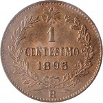 1308R 1 centesimo 1895 Valore entro semicorona di alloro e quercia Roma Rame