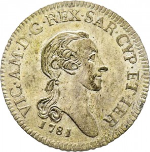 575D 7,6 soldi 1781 Scudo ovale a cartoccio Torino Mistura di argento
