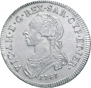 532D Mezzo scudo da 3 lire 1781 Scudo rotondo Torino Argento