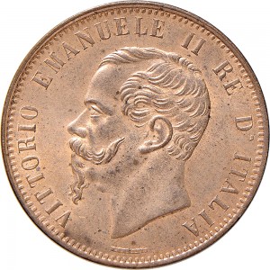 1218D 10 Centesimi 1866 Valore entro semicorona di alloro e quercia 2° tipo Torino Rame