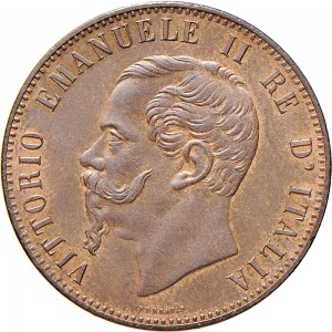 1220D 10 Centesimi 1867 Valore entro semicorona di alloro e quercia 2° tipo Bruxelles Rame