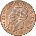 1233D 2 centesimi 1861 Valore entro semicorona di alloro e quercia Napoli Rame