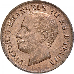 1567D 1 centesimo 1908 Valore entro semicorona di alloro e quercia Roma Rame