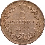 1548R 2 centesimi 1903 Valore entro semicorona di alloro e quercia Roma Rame
