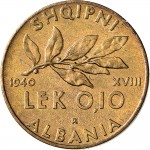 1752R 0,10 lek 1940 XVIII Ramo di alloro Roma Bronzital